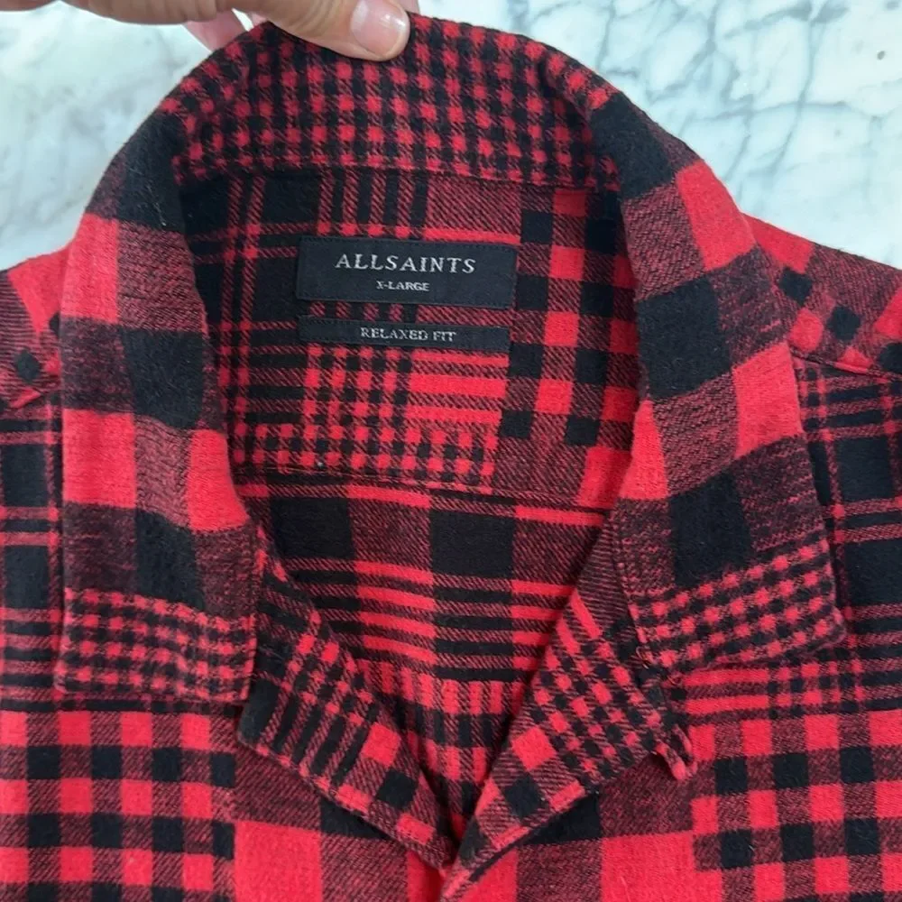 All Saints Brucker Plaid Shirt Jacket Mens XL